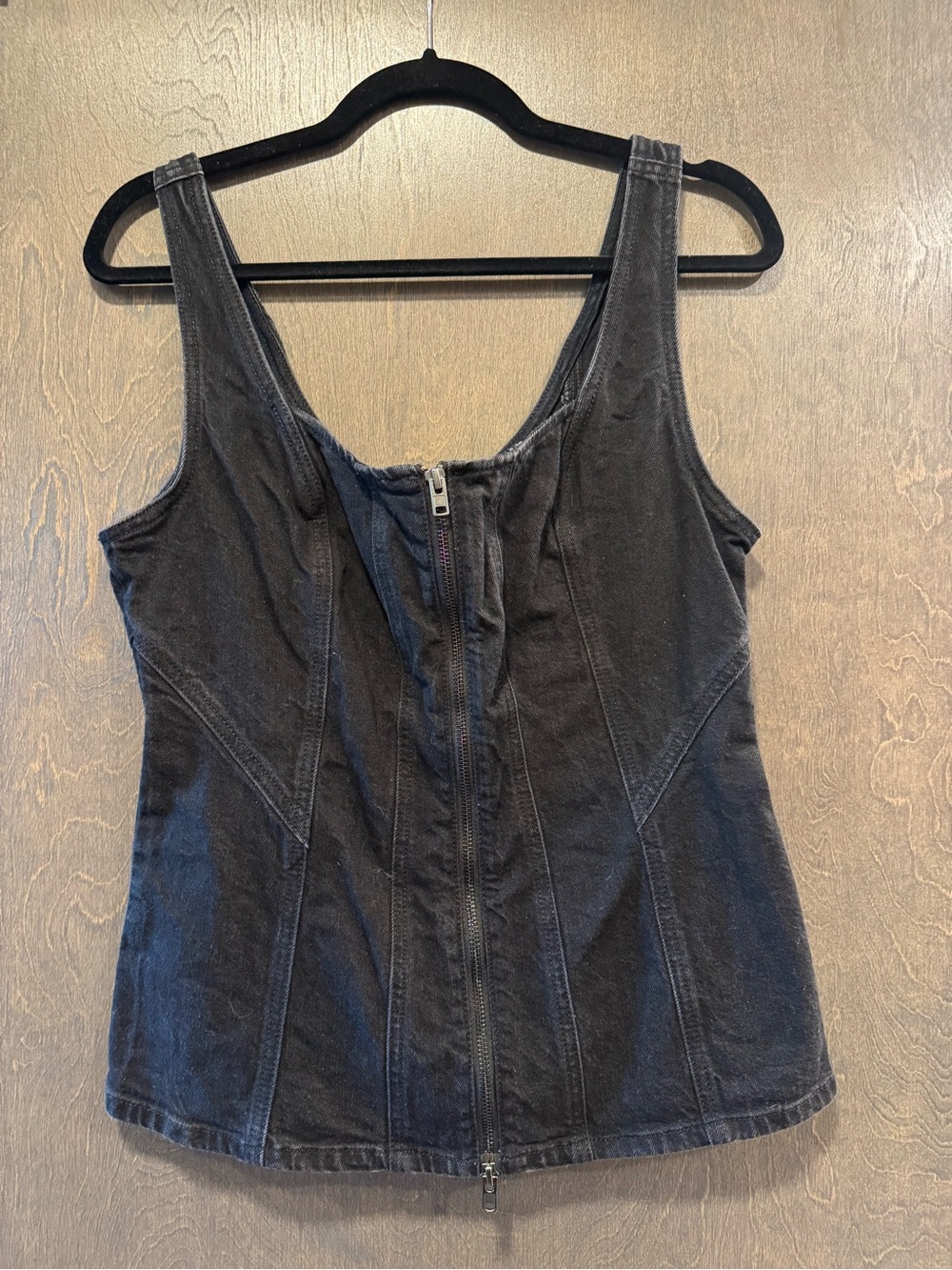 Women’s Black Zip-Front Corset Style Tank Top